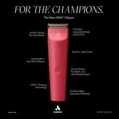 Andis Andis Vida Cordless Clipper - Raspberry -Groomers Online andis vida cordless clipper raspberry p17683 12197 medium